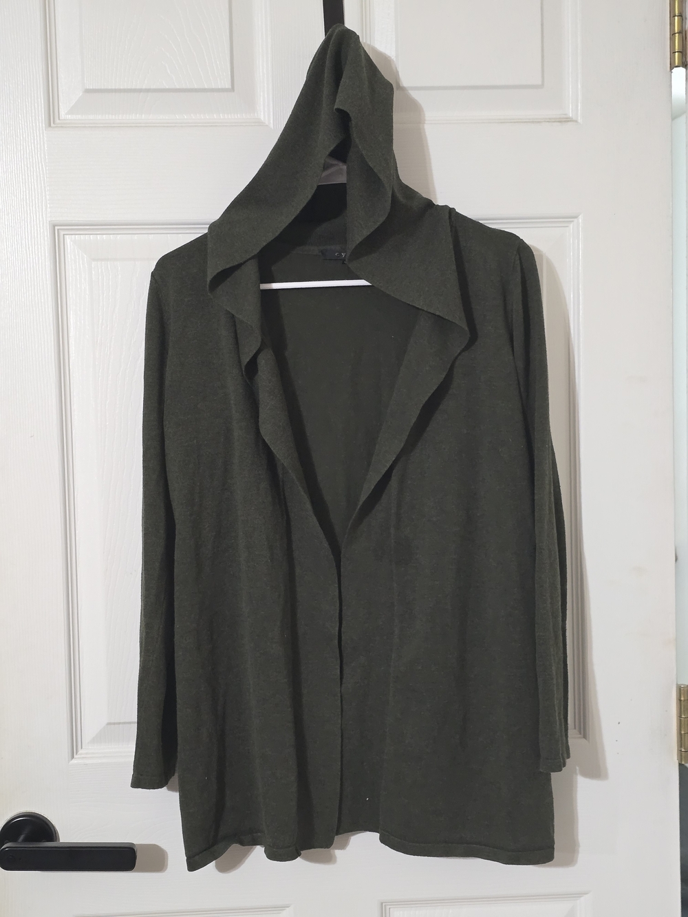 Cyrus Hooded Open-Front Cardigan - Olive